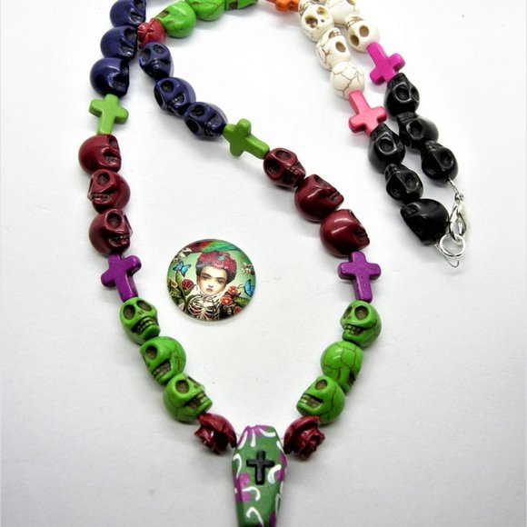 Day of the Dead,,Day of the Dead Gifts,Coffin Necklace,Sugar Skull Jewelry - Picture 2 of 3